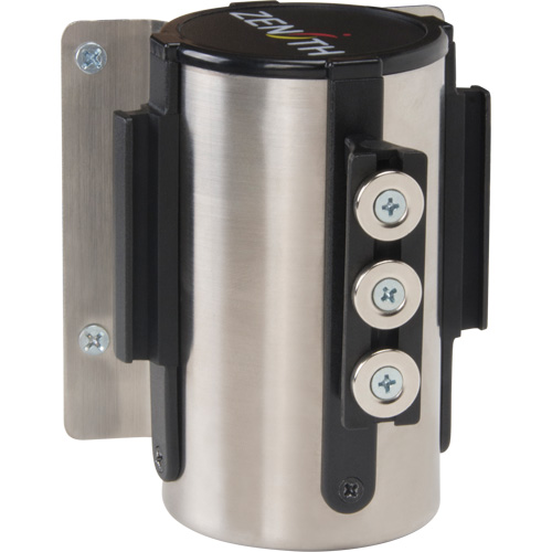 Barri&egrave;re &agrave; fixation murale avec ruban magn&eacute;tique, Acier, Fixation par vis, 12', Ruban Noir Canadian Safety Group Inc.