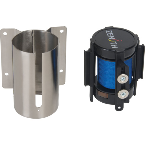 Wall Mount Barrier with Magnetic Tape, Steel, Screw Mount, 7', Blue Tape Canadian Safety Group Inc.