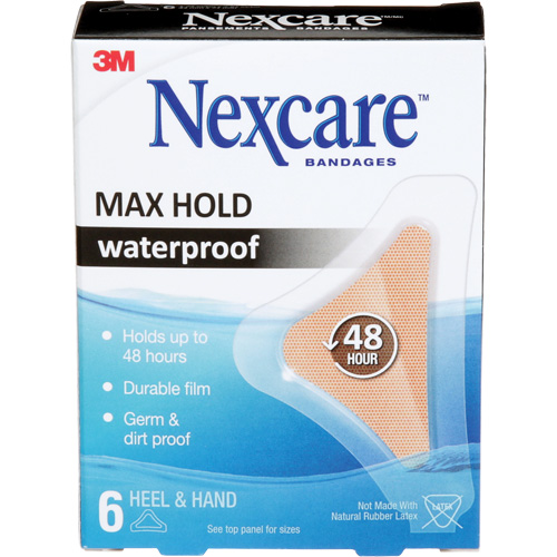 Pansements imperm&eacute;ables &agrave; tenue maximale Nexcare, Main/Talon, 3-1/2", Plastique, St&eacute;rile Canadian Safety Group Inc.