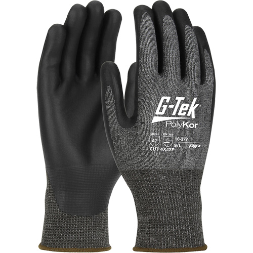 Gants r&eacute;sistants aux coupures G-Tek PolyKor X7, Taille Petit, Calibre 18, Rev&ecirc;tement Polyur&eacute;thane, Enveloppe en Poly&eacute;thyl&egrave;ne, ASTM ANSI niveau A7/EN 388 niveau F Canadian Safety Group Inc.