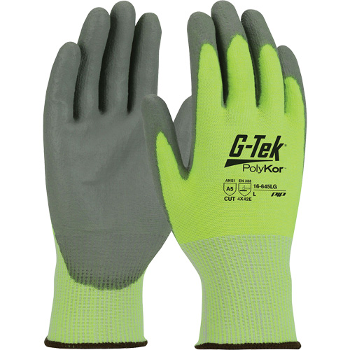 Gants r&eacute;sistants aux coupures G-Tek PolyKor, Taille Petit, Calibre 13, Rev&ecirc;tement Polyur&eacute;thane, Enveloppe en Poly&eacute;thyl&egrave;ne, ASTM ANSI niveau A5/EN 388 niveau E Canadian Safety Group Inc.