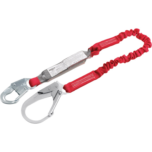 Pro Elastic Shock-Absorbing Lanyard, 6', Rebar Hook Center, Snap Hook Leg Ends, Polyester Canadian Safety Group Inc.