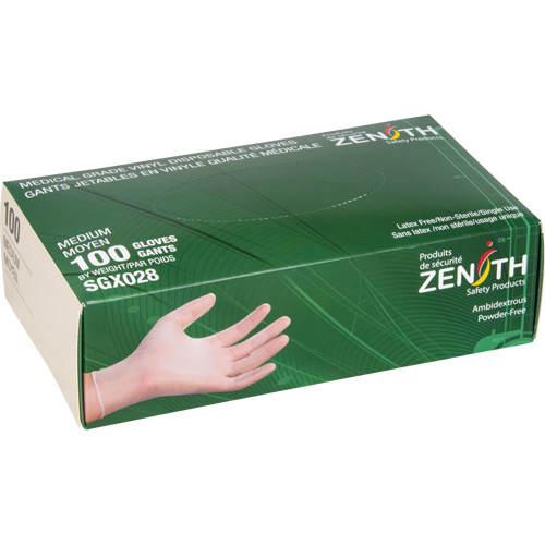 Gants jetables, Grand, Vinyle, 4,5 mils, Sans poudre, Transparent, Classe 2 Canadian Safety Group Inc.