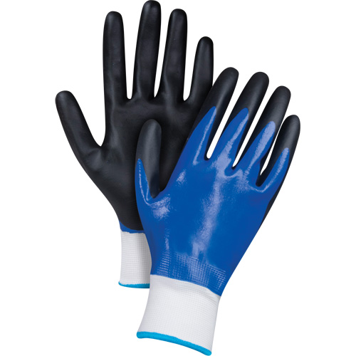 Gants enduits noir & bleu, Moyen, R&ecirc;vetement Mousse de nitrile, Calibre 15, Enveloppe en Nylon Canadian Safety Group Inc.