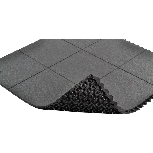 Cushion-Ease&reg; Interlocking Anti-Fatigue Mat, Pebbled, 3' x 3' x 3/4", Black, Natural Rubber Canadian Safety Group Inc.