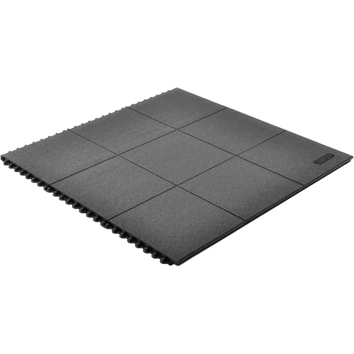 Cushion-Ease&reg; Interlocking Anti-Fatigue Mat, Pebbled, 3' x 3' x 3/4", Black, Natural Rubber Canadian Safety Group Inc.