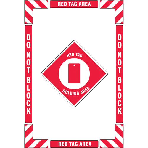 "Red Tag Holding Area" Floor Marking Kit, Adhesive, English with Pictogram Canadian Safety Group Inc.