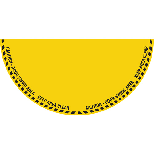 "Caution" Half Circle Swing Door Floor Sign, Adhesive, English with Pictogram Canadian Safety Group Inc.