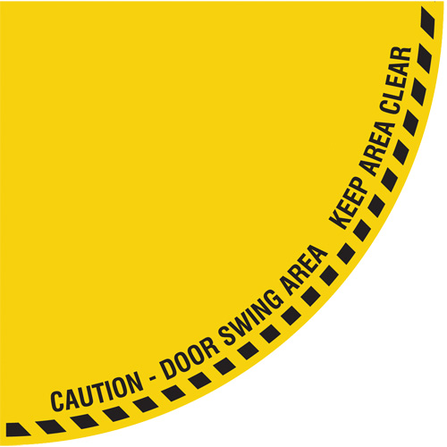 "Caution" Quarter Circle Swing Door Floor Sign, Adhesive, English with Pictogram Canadian Safety Group Inc.