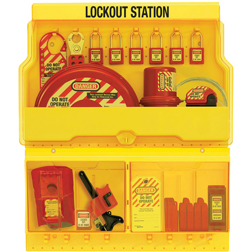 Station de cadenassage pour vannes et appareils &eacute;lectriques de luxe standard, Cadenas Thermoplastique, Capacit&eacute; de 32, Cadenas Compris Canadian Safety Group Inc.