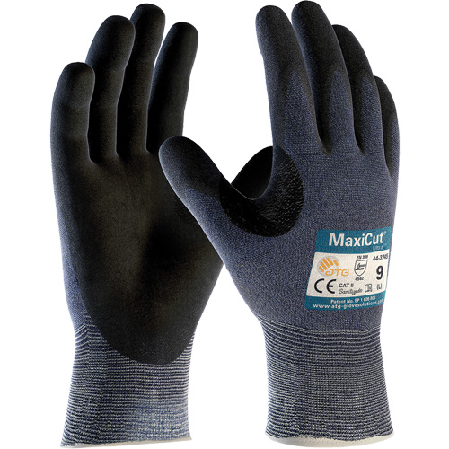 Gants r&eacute;sistants aux coupures compatibles avec les &eacute;crans tactiles ATG MaxiCut Ultra, Taille T-petit, Calibre 15, Rev&ecirc;tement Nitrile, Enveloppe en Fil technique, ASTM ANSI niveau A3/EN 388 niveau 5/EN 388 niveau C Canadian Safety Group Inc.