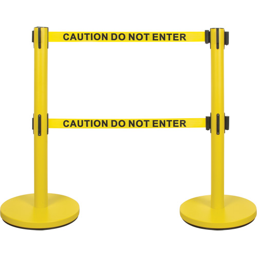 Dual Belt Crowd Control Barrier, Steel, 35" H, Yellow Tape, 7' Tape Length Canadian Safety Group Inc.
