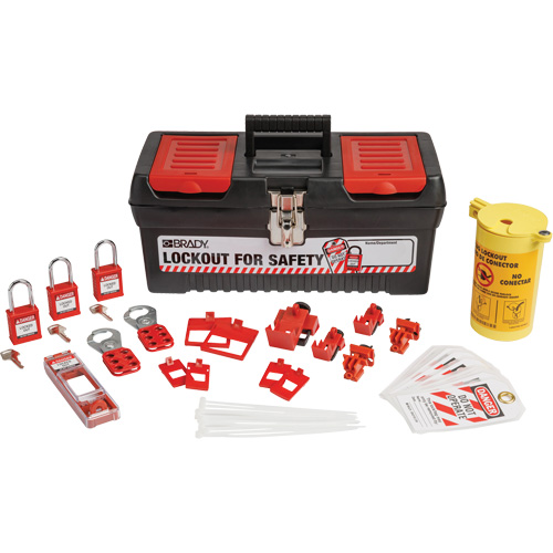 Electrical Lockout Tagout Kit with Nylon Safety Lockout Padlocks in Toolbox, Electrical Kit, 33 Components Canadian Safety Group Inc.