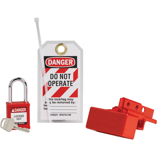 BatteryBlock Forklift Power Connector Lockout with Nylon Safety Padlock, Electrical Kit, 3 Components Canadian Safety Group Inc.