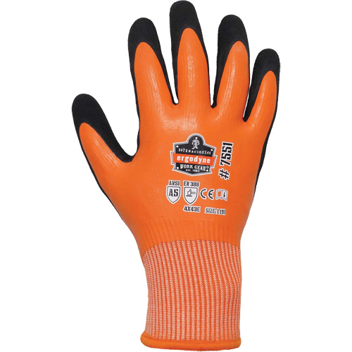 Gants de travail enduits et r&eacute;sistant &agrave; la coupe pour l'hiver ProFlex 7551, Taille Petit, Calibre 10/13, Rev&ecirc;tement Nitrile/Latex de caoutchouc, Enveloppe en PEHP, ASTM ANSI niveau A5/EN 388 niveau E Canadian Safety Group Inc.
