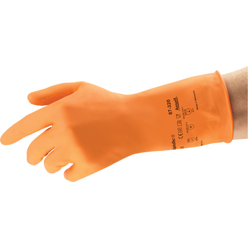 AlphaTec&reg; 87-320 Chemical-Resistant Gloves, Size 9.5, 11.8" L, Rubber Latex, Cotton/Flock-Lined Inner Lining, 17-mil Canadian Safety Group Inc.
