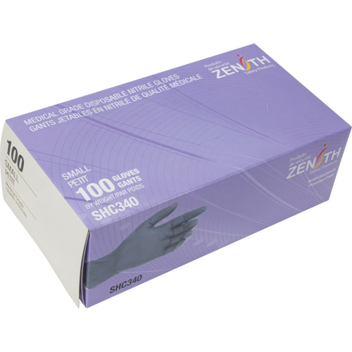 Gants jetables de calibre m&eacute;dical, Petit, Nitrile, 6 mils, Sans poudre, Noir, Classe 2 Canadian Safety Group Inc.