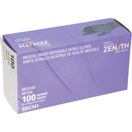 Medical Grade Disposable Gloves, Medium, Nitrile, 6-mil, Powder-Free, Black, Class 2 Canadian Safety Group Inc.