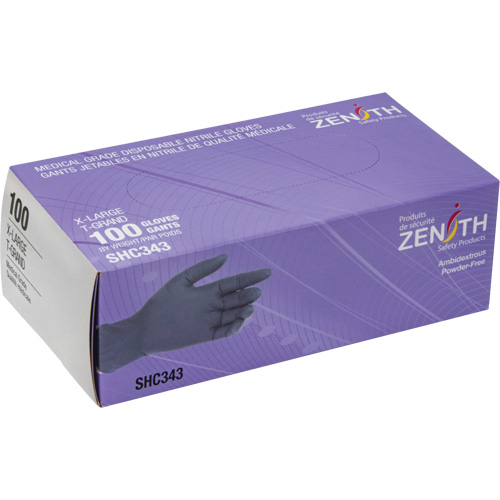 Gants jetables de calibre m&eacute;dical, T-Grand, Nitrile, 6 mils, Sans poudre, Noir, Classe 2 Canadian Safety Group Inc.