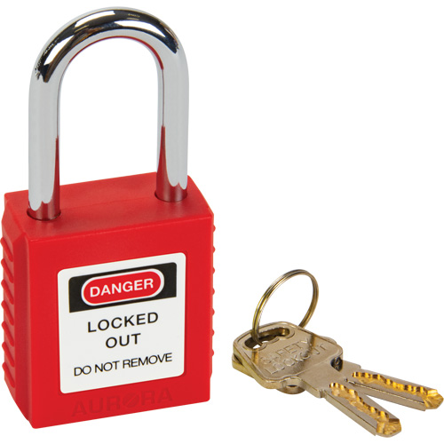Verrou de s&eacute;curit&eacute;, Rouge, Cl&eacute;s diff&eacute;rentes, Thermoplastique, Largeur de 1-1/2" Canadian Safety Group Inc.