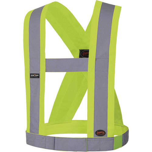 5492 4" Wide Adjustable Safety Sash, Meets/Exceeds CSA Z96 Class 2 - Level 2, High Visibility Lime-Yellow, Silver Reflective Colour, One Size Canadian Safety Group Inc.