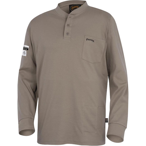 331 Chandail Henley en tricot interlock ignifuge, Petit, Beige Canadian Safety Group Inc.