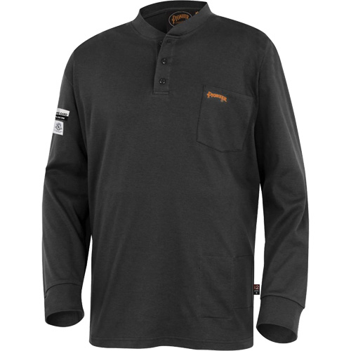 332 Chandail Henley en tricot interlock ignifuge, Petit, Noir Canadian Safety Group Inc.