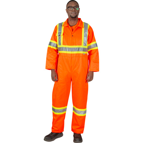Combinaison de s&eacute;curit&eacute; non doubl&eacute;e, Petit, Orange haute visibilit&eacute; Canadian Safety Group Inc.