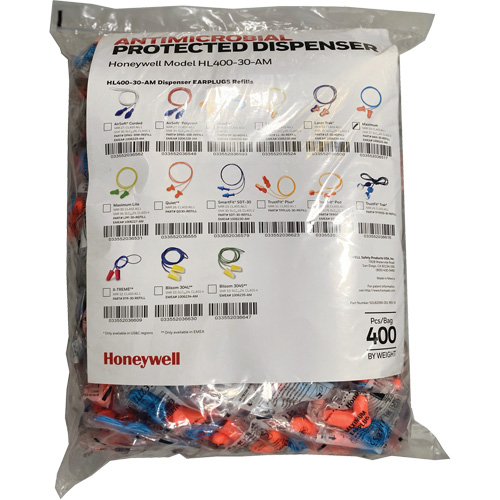 Recharge de bouchons doreille Max-30 pour le distributeur HL400, Vrac - Sac en poly, Avec cordon Canadian Safety Group Inc.