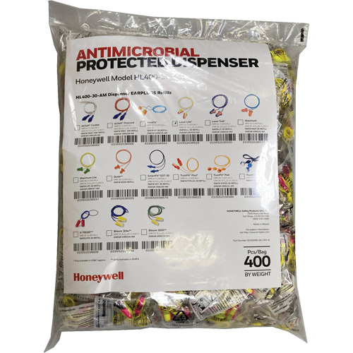 Recharge de bouchons doreille LL-30 pour le distributeur HL400, Vrac - Sac en poly, Avec cordon Canadian Safety Group Inc.
