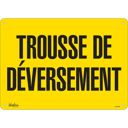 "Trousse de d&eacute;versement" Sign, 10" x 14", Plastic, French Canadian Safety Group Inc.