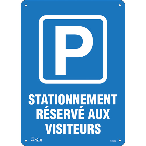 "Stationnement r&eacute;serv&eacute; aux visiteurs" Sign, 10" x 14", Plastic, French with Pictogram Canadian Safety Group Inc.