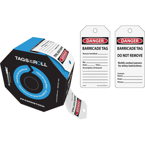 Danger Barricade Tags, Cardstock, 3" W x 6-1/4" H, English Canadian Safety Group Inc.