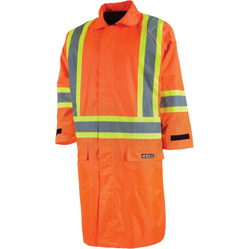Long Rain Jacket with Detachable Hood, Nylon/PVC, Small, High Visibility Orange Canadian Safety Group Inc.
