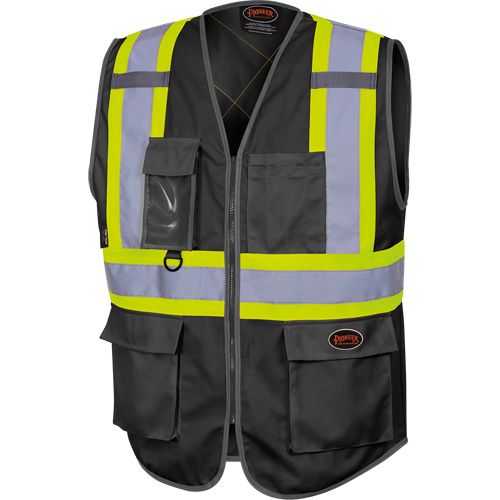 6959BK Veste de s&eacute;curit&eacute; haute visibilit&eacute; en tricot chaîne avec fermeture &agrave; glissi&egrave;re, Noir, T-petit, Polyester Canadian Safety Group Inc.
