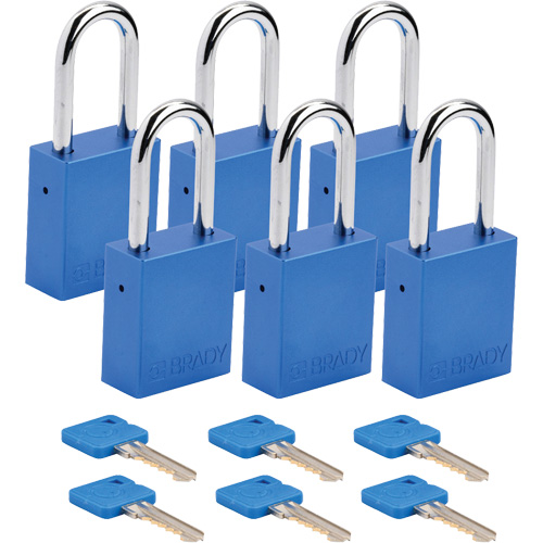 Cadenas de verrouillage Velocity, Bleu, Cl&eacute;s diff&eacute;rentes, Aluminium, Largeur de 1-1/2" Canadian Safety Group Inc.