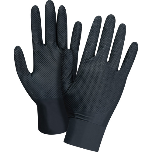 Gants d'examen de poids lourd &agrave; prise tactile, T-Grand, Nitrile, 8 mils, Sans poudre, Noir, Classe 2 Canadian Safety Group Inc.