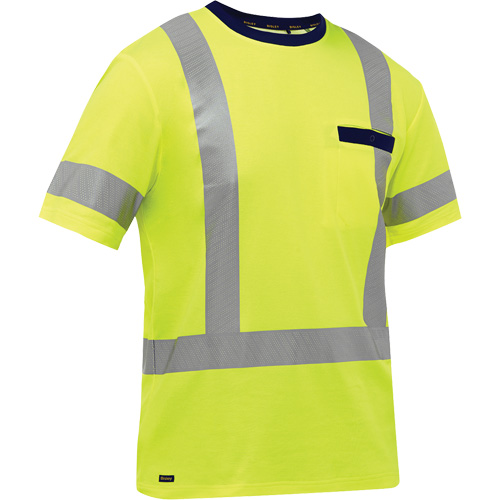 Bisley&reg; X-Back Short Sleeve Shirt, Poly-Cotton, Small, High Visibility Lime-Yellow Canadian Safety Group Inc.