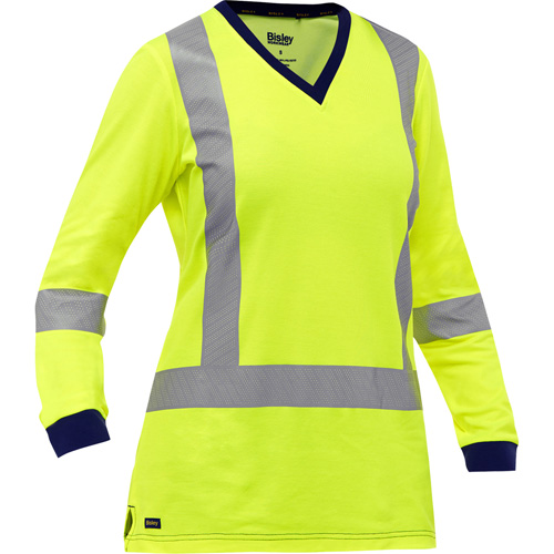 Bisley&reg; Women's X-Back Long Sleeve Shirt, Poly-Cotton, Small, High Visibility Lime-Yellow Canadian Safety Group Inc.