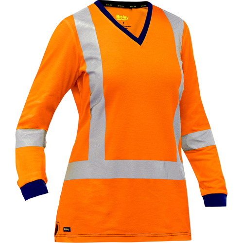 Chemise &agrave; manches longues et X au dos Bisley pour femmes, Poly-coton, Petit, Orange haute visibilit&eacute; Canadian Safety Group Inc.