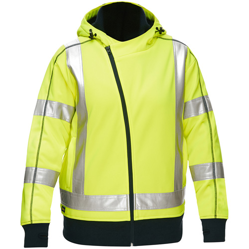 Bisley&reg; X-Back Women's Contoured Full Zip Hooded Sweatshirt with Sherpa Lining, 2X-Large, High Visibility Lime-Yellow Canadian Safety Group Inc.