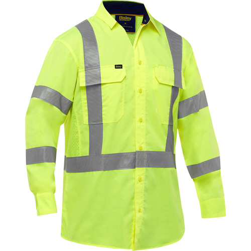 Chemise de travail &agrave; manches longues et X au dos Bisley avec X-Airflow, Poly-coton, Petit, Jaune lime haute visibilit&eacute; Canadian Safety Group Inc.