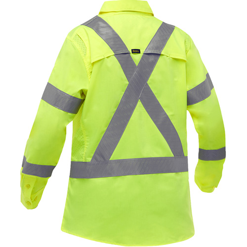 Chemise de travail &agrave; manches longues et X au dos Bisley avec X-Airflow pour femmes, Poly-coton, Petit, Jaune lime haute visibilit&eacute; Canadian Safety Group Inc.