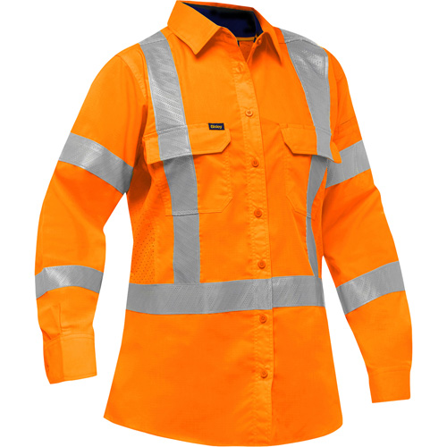 Chemise de travail &agrave; manches longues et X au dos Bisley avec X-Airflow pour femmes, Poly-coton, Petit, Orange haute visibilit&eacute; Canadian Safety Group Inc.