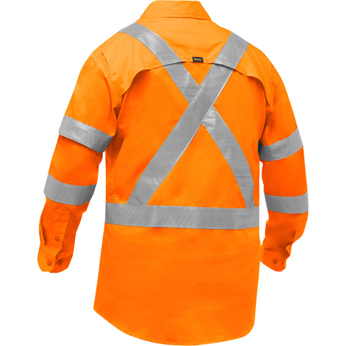 Chemise de travail &agrave; manches longues et X au dos Bisley avec X-Airflow pour femmes, Poly-coton, Petit, Orange haute visibilit&eacute; Canadian Safety Group Inc.