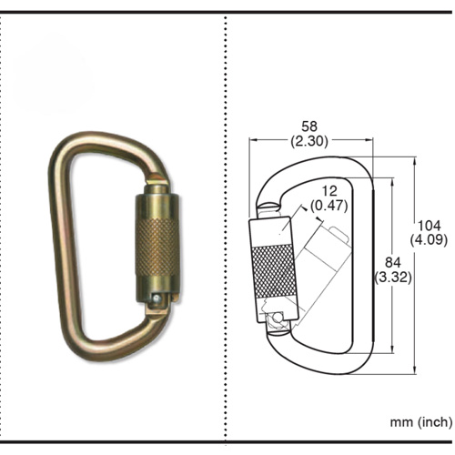 CP-03015-2 Zinc Plated Carabiner with 3/4" Gate Opening, Steel Canadian Safety Group Inc.