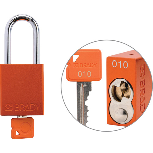 Cadenas de verrouillage de s&eacute;curit&eacute; Velocity Plus, Orange, Cl&eacute;s identiques, Aluminium, Largeur de 1-1/2" Canadian Safety Group Inc.