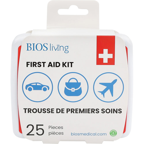 Trousse de premiers soins pour la maison et le voyage de 25 morceaux, Boîte en plastique Canadian Safety Group Inc.