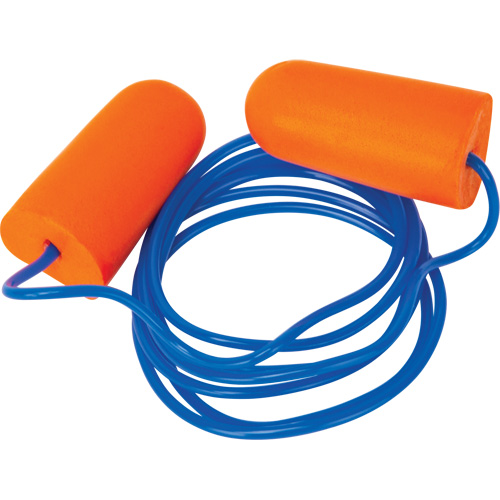 Bouchons d'oreilles en mousse, Paire - Sac en poly, Avec cordon Canadian Safety Group Inc.