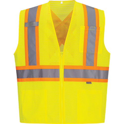 Veste de s&eacute;curit&eacute; &agrave; bandes contrastantes, Jaune lime haute visibilit&eacute;, Petit, Polyester Canadian Safety Group Inc.